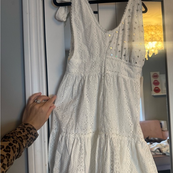 Cara Sequin Eyelet Cotton Cover-Up Mini Sundress - Picture 4 of 7